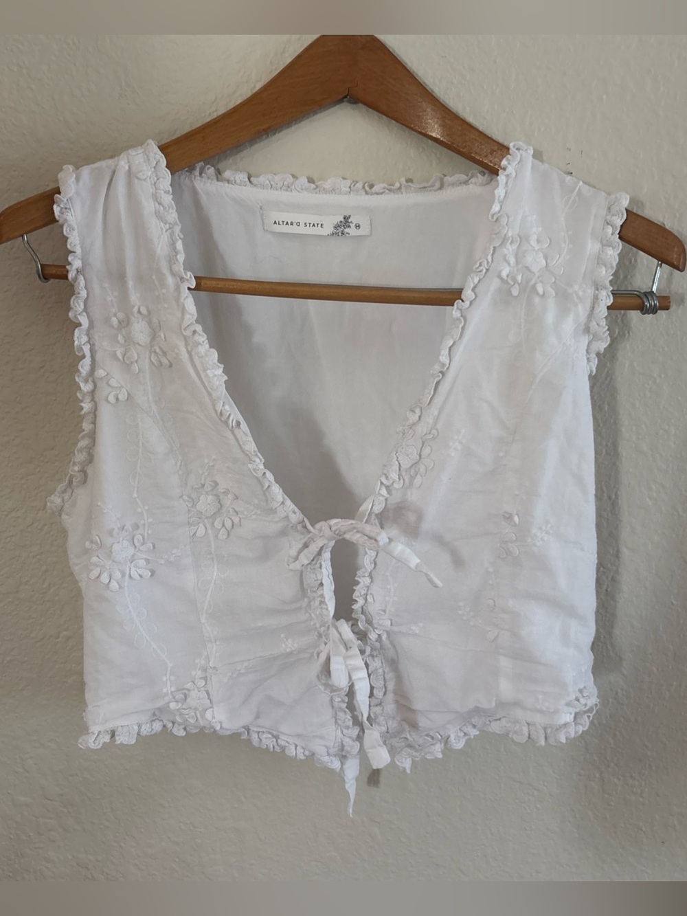 Altar'd State White Embroidered Vest